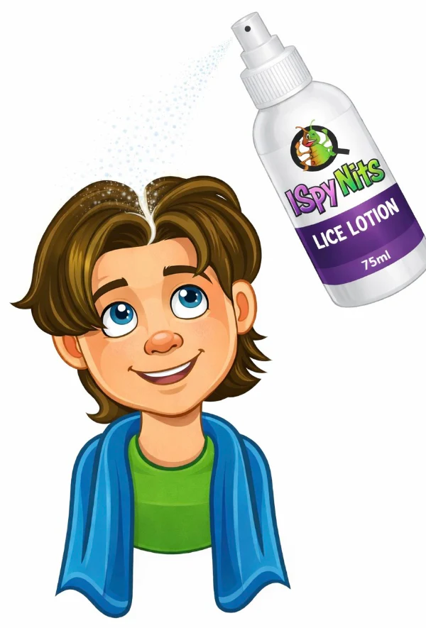 Fragrance-free lice lotion being applied
